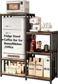 Mini Fridge Stand Coffee Bar Cabinet Station With Small Refrigerator Insert Storage Space, Shelf Organizer For Dorm Microwave To Sit On, Baker Rack for Office, Big Table To Go Over Hide Minifridge