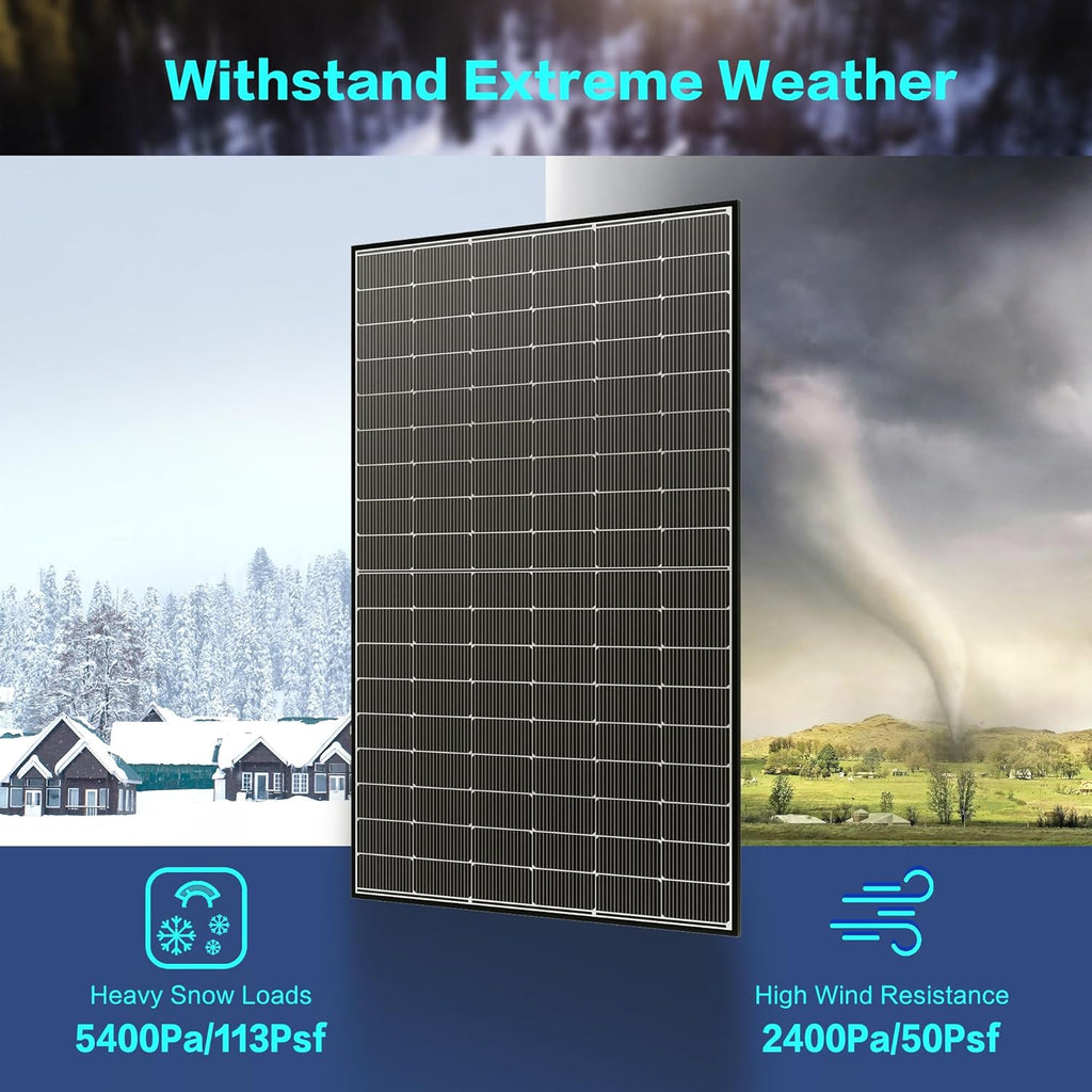 JJN Bifacial 2PCS 400 Watt Solar Panel, N-Type 16BB 400W Solar Panels, 25% High Efficiency Monocrystalline Solar Module for 12V/24V/48V PV System for Homes Rooftop Farm RV and Off-Grid Applications