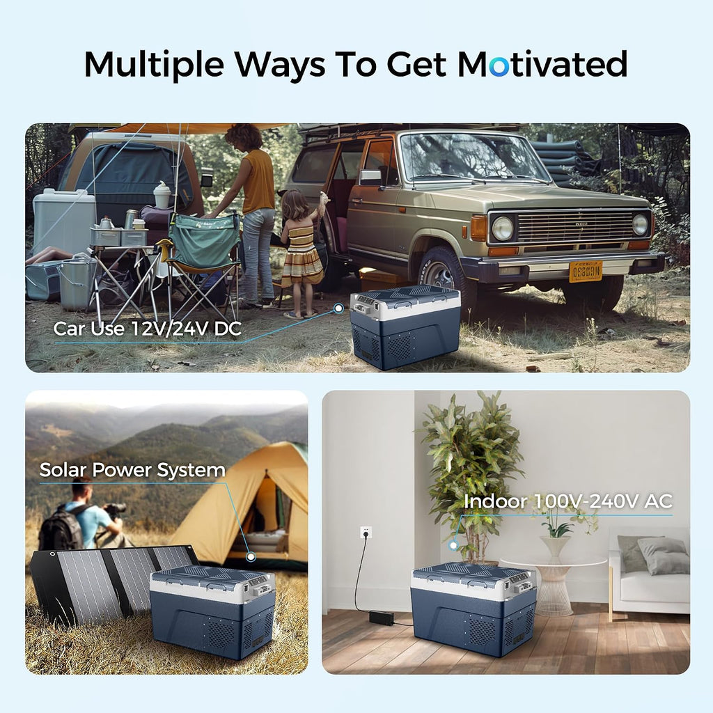 Feelfunn 12 Volt Refrigerator Car Fridge - 40QT(38L) Dual Zone Electric Cooler, Car Refrigerator -4℉~68℉, Portable Refrigerator 12/24V DC 100-240V AC, Portable Freezer for Travel Camping RV Home