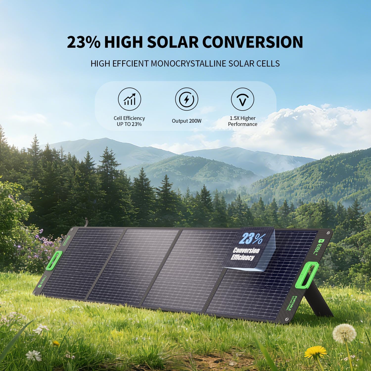 EBL 2400W Portable Power Station with 2x200W Solar Panels (Ship Separately), 1843.2Wh Home Backup Battery,LiFePO4,Solar Generator,Pure Sine Wave, For Outdoor Camping RV Travel, Off-grid Home Emergency