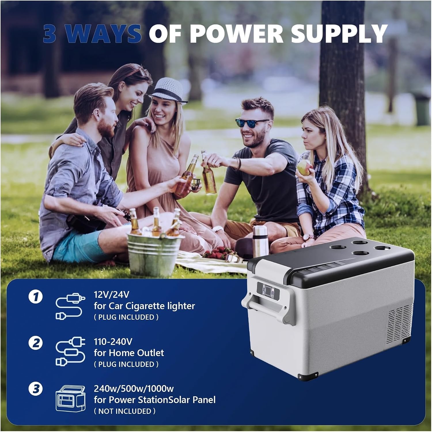 12 Volt Portable Refrigerator,37QT(35L) Electric Cooler,Mini Fridge With 12/24V DC 110-240V AC For Camping, Travel,Home