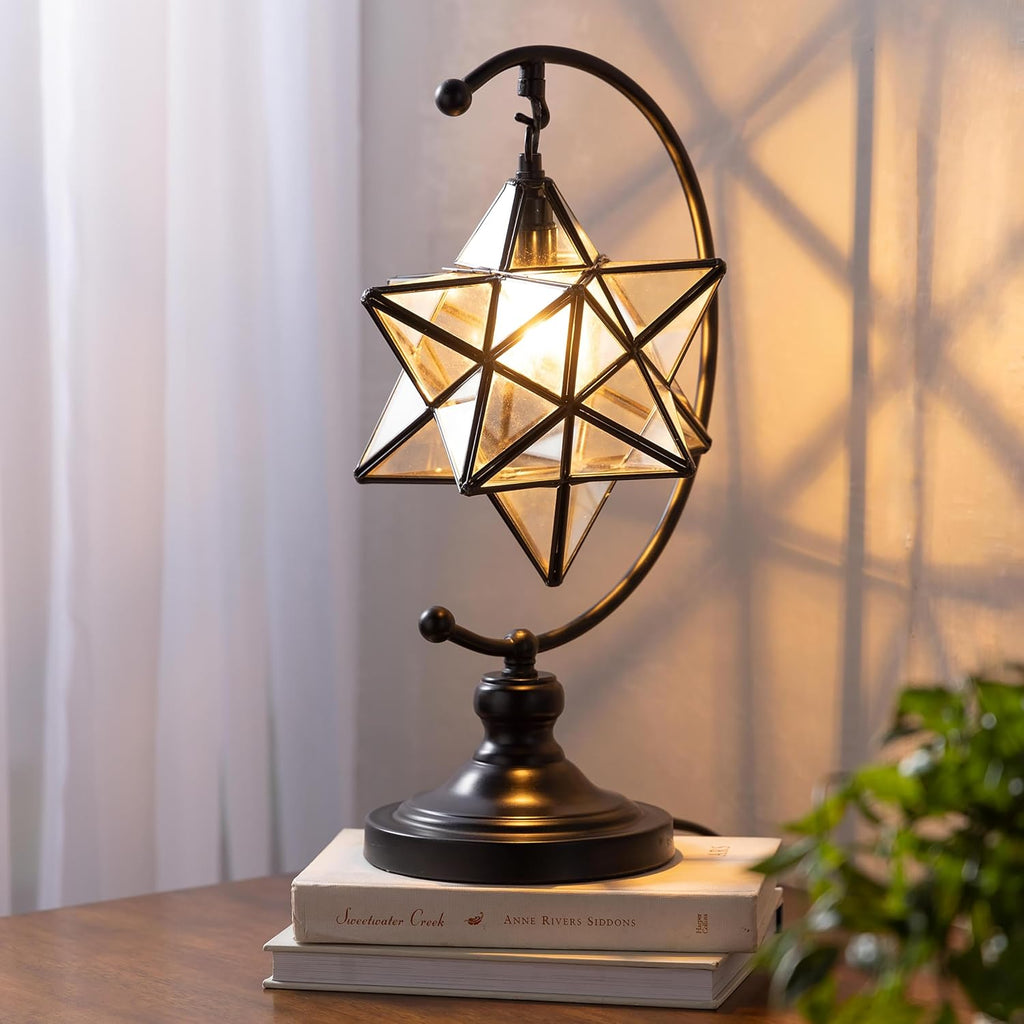 Moravian Star Table Lamp, Desk Bedside Accent Lamp Lighting for Room Office, Holiday Friendsgiving Thanksgiving Christmas Table Setting Tabletop Decoration