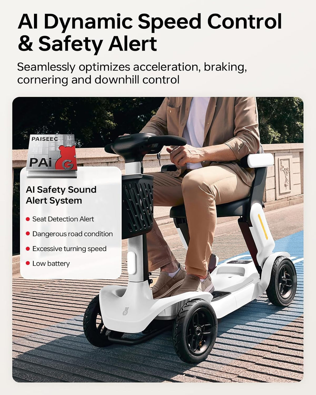 40 Miles Foldable Mobility Scooter for Seniors Paiseec S3 Pro, Lightweight Mobility Scooters, All-Terrain Folding Mobility Scooters, 250W Powered 4 Wheels Mobility Scooter for Adults Elderly