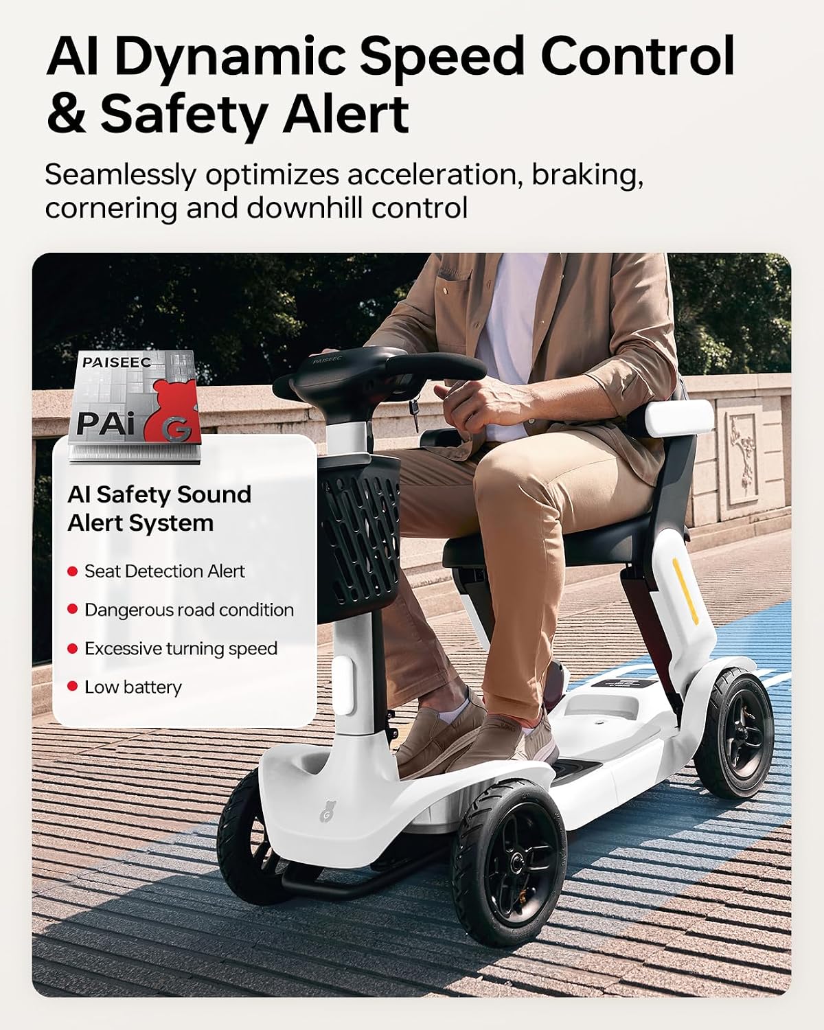 40 Miles Foldable Mobility Scooter for Seniors Paiseec S3 Pro, Lightweight Mobility Scooters, All-Terrain Folding Mobility Scooters, 250W Powered 4 Wheels Mobility Scooter for Adults Elderly
