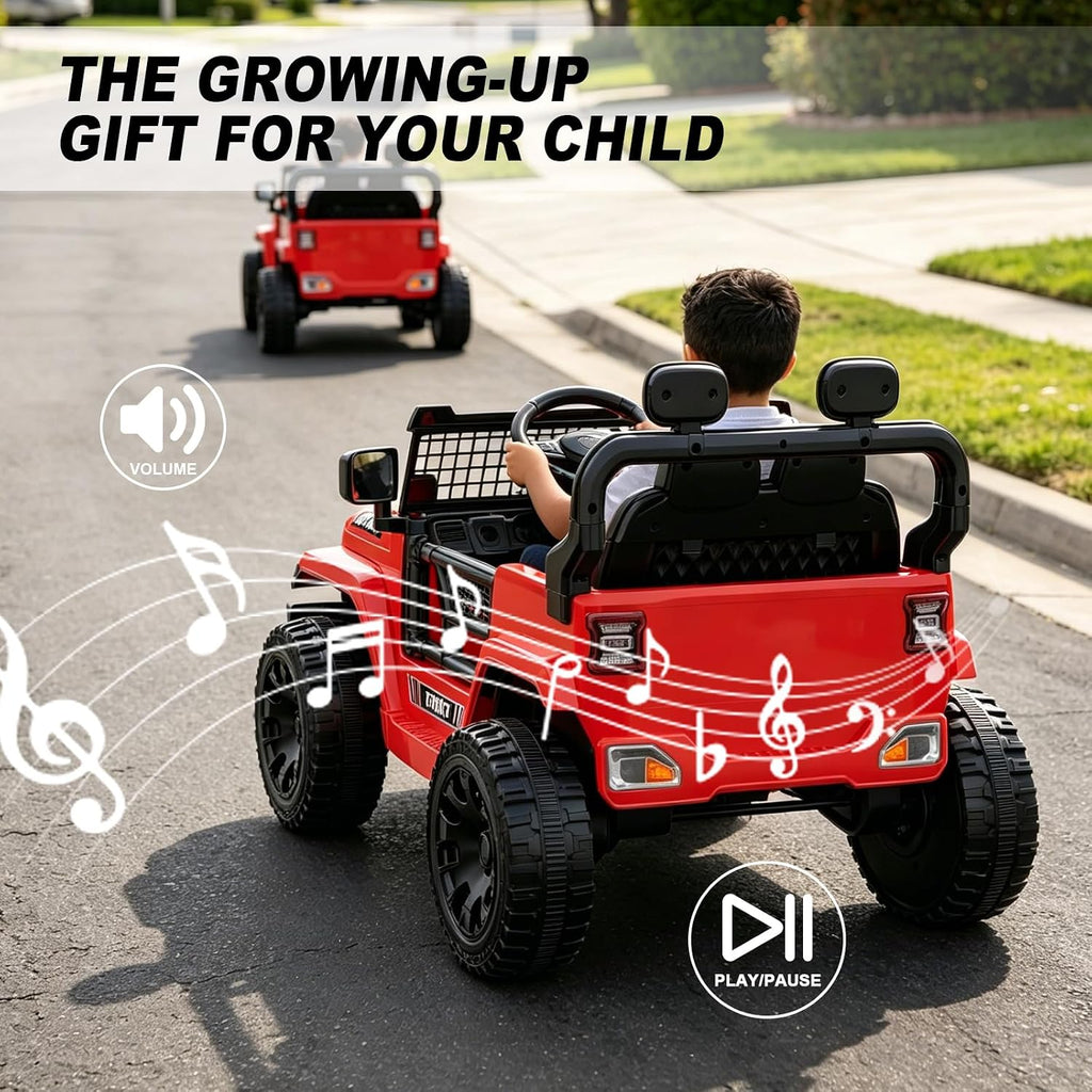 12V Ride on Car with Parent Remote Control, Toddler Electric Car with Spring Suspension, LED Lights & Music Player - Safe Battery Toy for Kids, Christmas & Birthday Gift, Red
