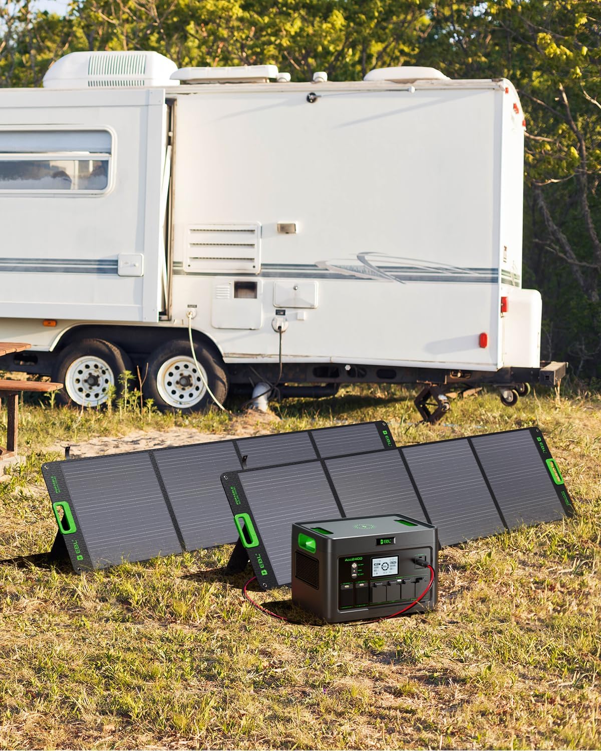EBL 2400W Portable Power Station with 2x200W Solar Panels (Ship Separately), 1843.2Wh Home Backup Battery,LiFePO4,Solar Generator,Pure Sine Wave, For Outdoor Camping RV Travel, Off-grid Home Emergency