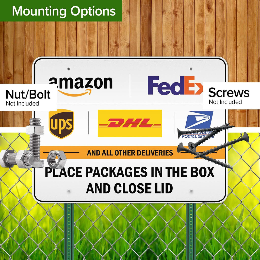 Place Packages In The Box And Close Lid Sign, 36x48 Inches, Rust Free DiBound, Fade Resistant, Made in USA by My Sign Center