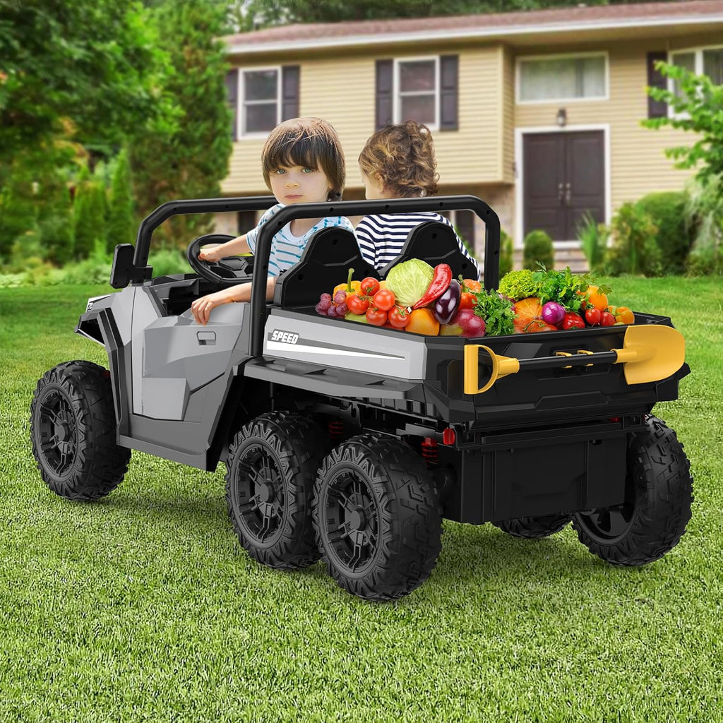 GarveeLife 24V 2 Seater Ride on Dump Truck with Remote Control for Big Kids, 4WD 6 Wheels Ride on Car w/Music Player & LED Lights, Ride Toy Gift for Kid