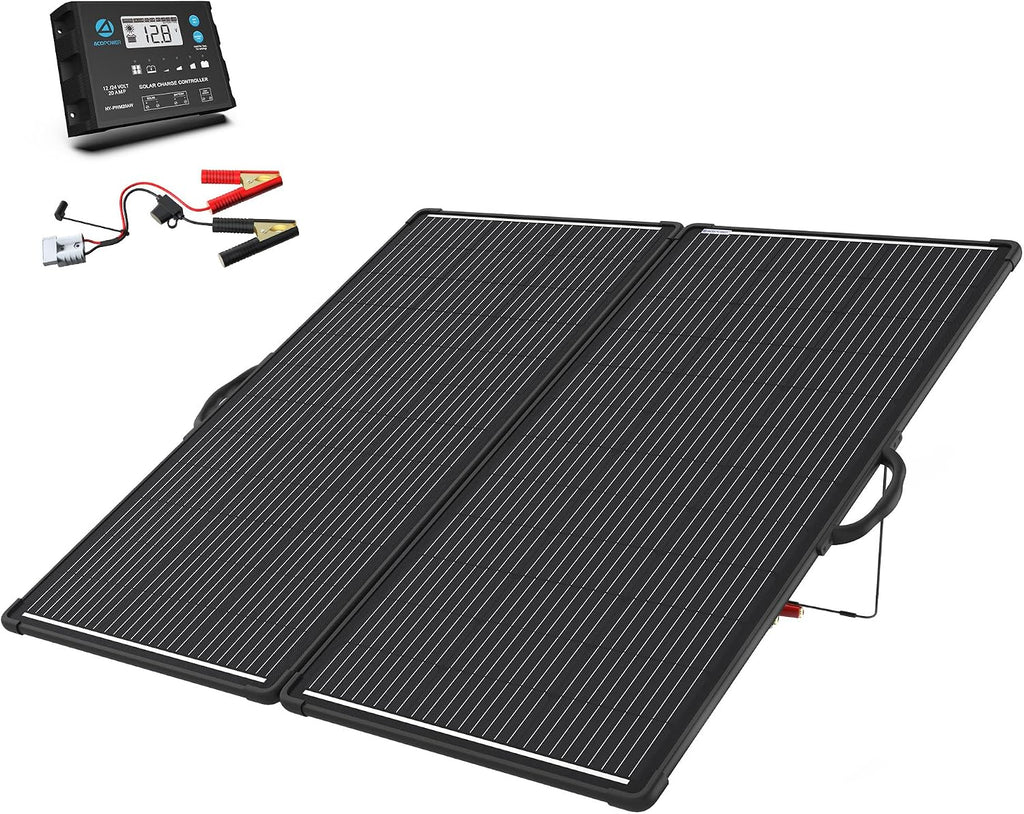 200W Portable Solar Panel Kit with 20A Waterproof PWM Controller, Foldable and Lightweight for RV, Camping, Boats, and Off-Grid Systems