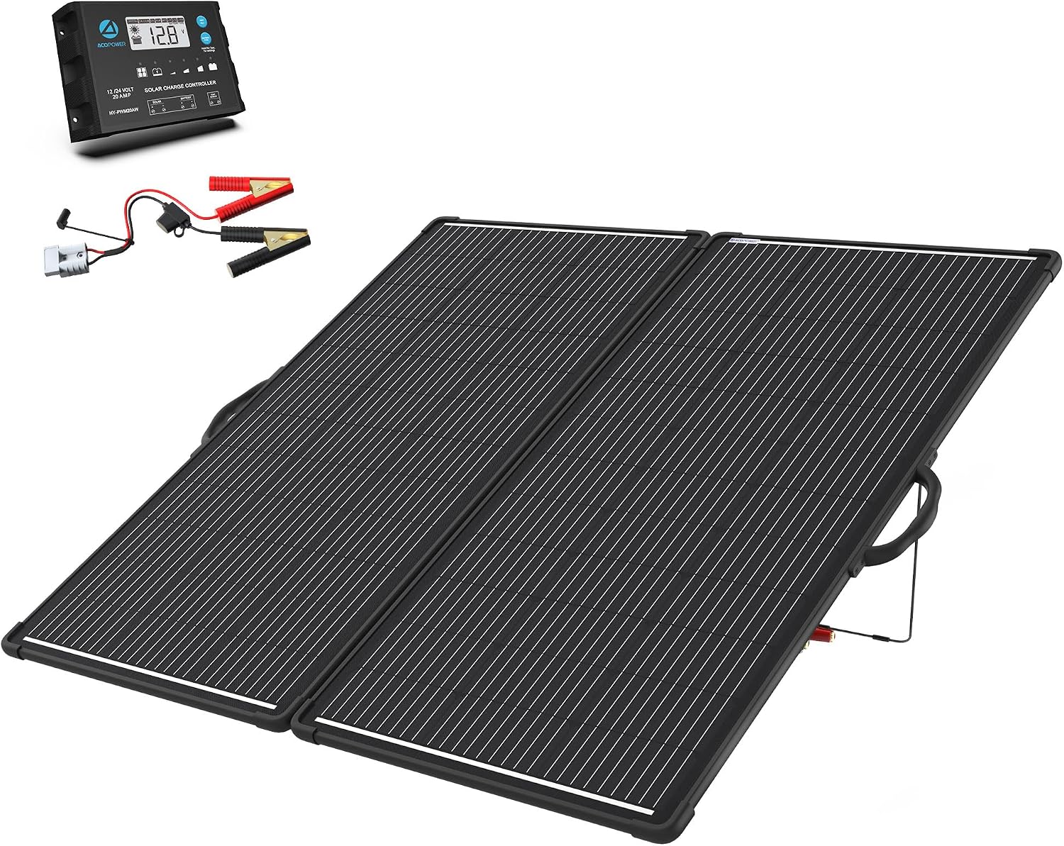 200W Portable Solar Panel Kit with 20A Waterproof PWM Controller, Foldable and Lightweight for RV, Camping, Boats, and Off-Grid Systems