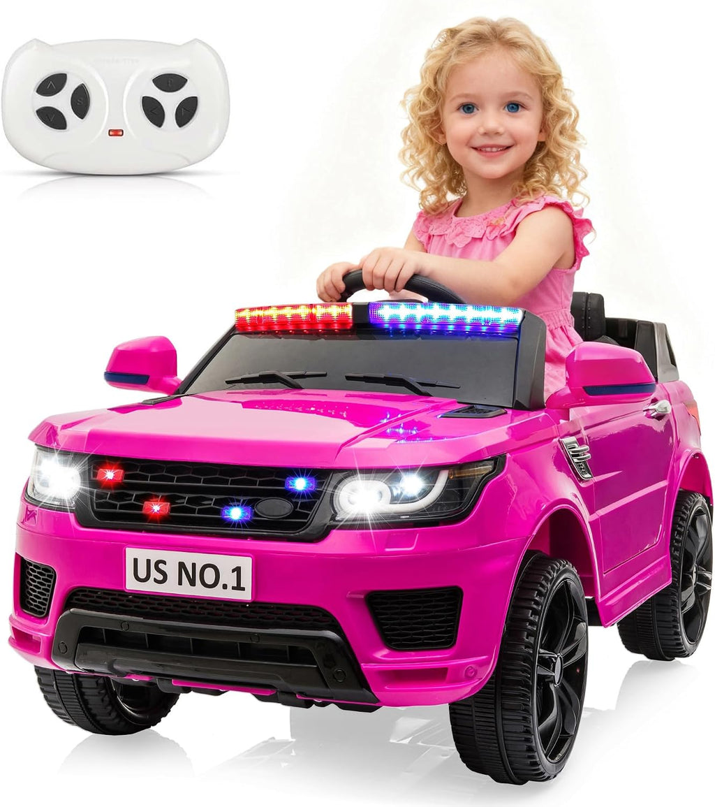 TOBBI 12V Kids Ride On Car with Remote Control Toddler Battery Powered Toy Electric Cars for Girls 1-8 to Drive with Bluetooth, 2 Driving Modes, 3 Speeds, Flashing Lights, Music and Horn
