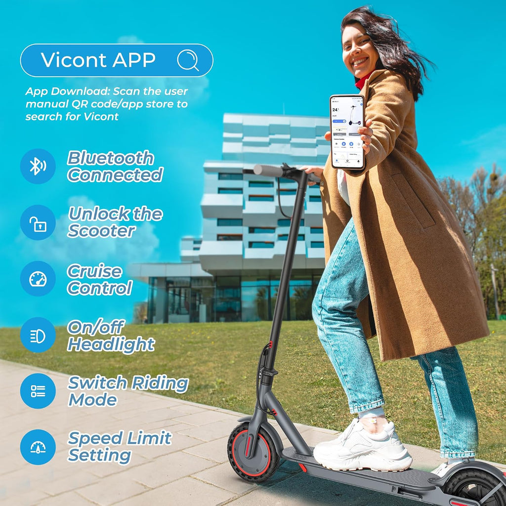 Alloweek Electric Scooter for Adults – 350W/500W Motor, 19 MPH/22Mph Top Speed, 21-52 Miles Range, 8.5'/10 inch Tires, Folding E-Scooter with Dual Suspension and Braking System, App Control