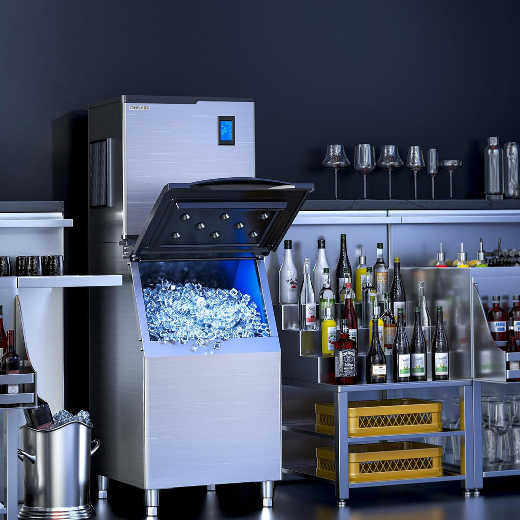 Coolake Commercial Ice Machine 550lbs/24H, 22 Inch Air Cooled Stainless Steel Industrial Ice Maker, Modular Ice Cube Machine for Restaurant Hotel, DOE ETL Listed, Self-Cleaning - Head Only