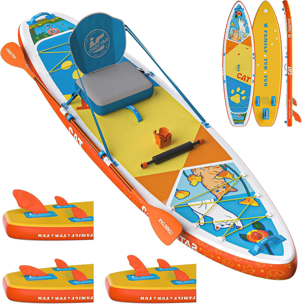 iTAOSTAR Pets 8'×29' / 11'×35' / 11'6'×34'/11'×34' Inflatable Paddle Board, One-Stop Premium SUP Accessories, Extra Wide Paddle Board for More Balance, Tailored Fins for More Fun