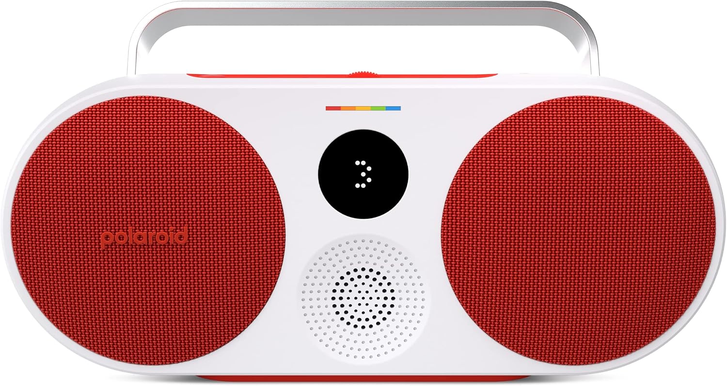 Polaroid P3 Music Player (Red) - Retro-Futuristic Boombox Wireless Bluetooth Speaker Rechargeable with Dual Stereo Pairing