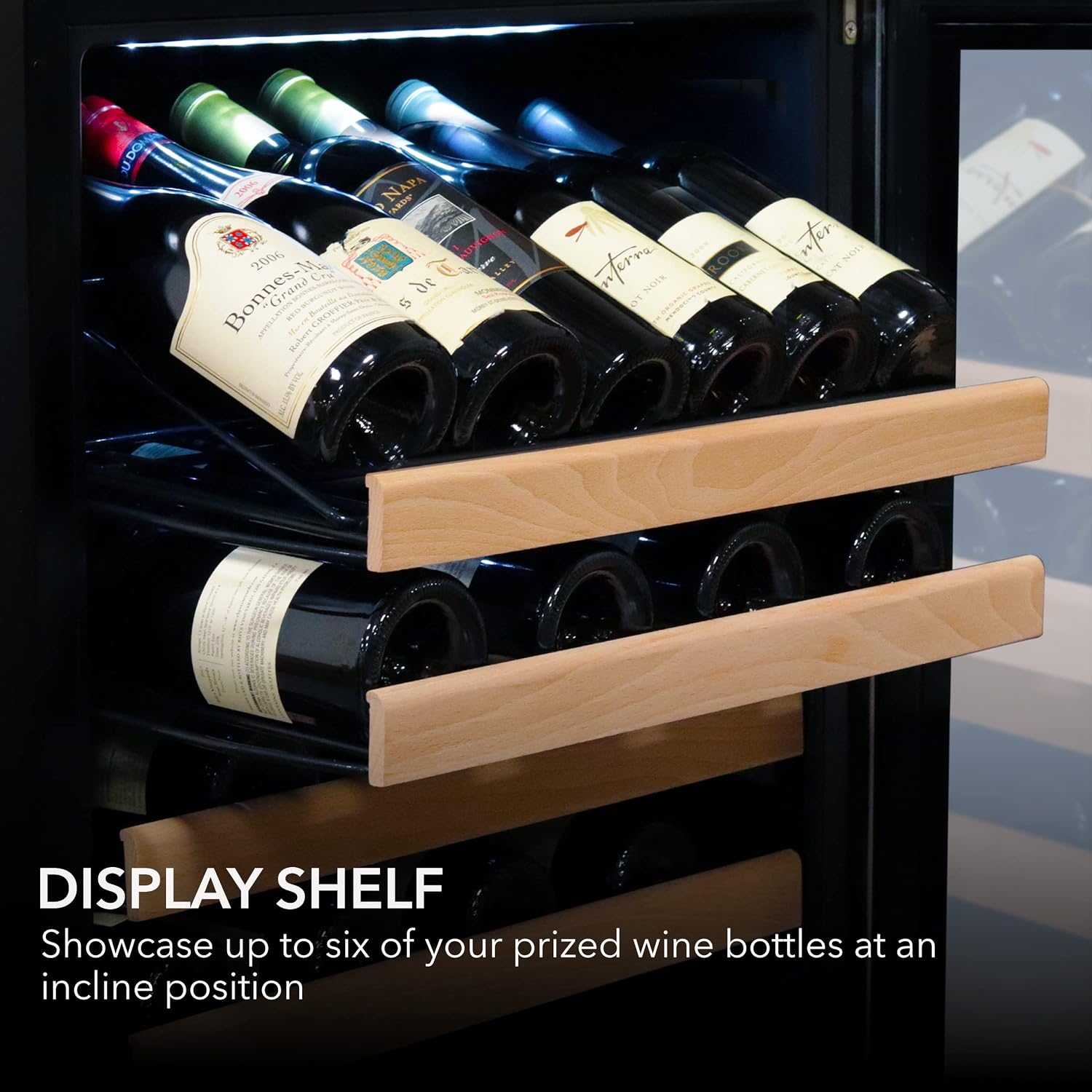 Whynter BWR-0922DZ 92 Built-in or Freestanding Stainless Steel Dual Zone Compressor Large Capacity Wine Refrigerator Rack for Open Bottles and LED Display, Dark Grey