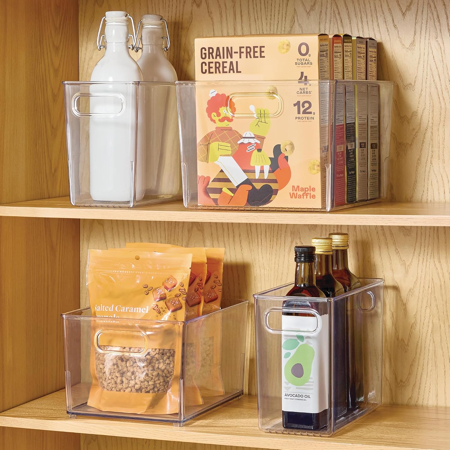 iDesign Storage Bins with Handles - Organize Kitchen, Bathroom, or Home Office - Set of 8 - Clear