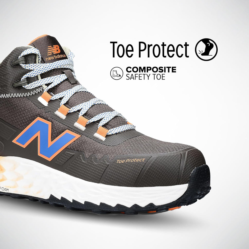 New Balance Fresh Foam Cremorne Composite Toe Safety Shoes for Men - Non Slip, Electrical Hazard - Black/Grey, Mid