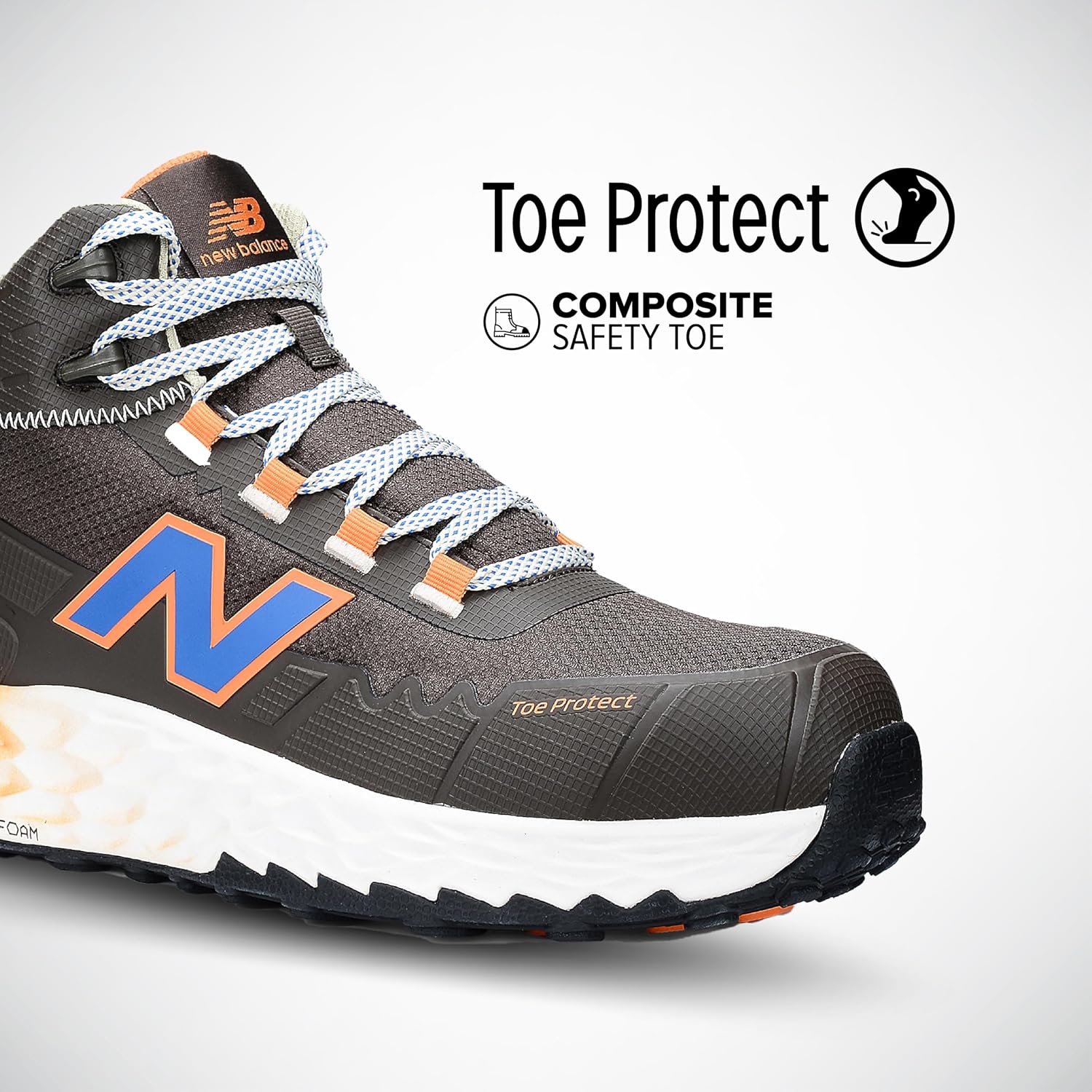 New Balance Fresh Foam Cremorne Composite Toe Safety Shoes for Men - Non Slip, Electrical Hazard - Black/Grey, Mid