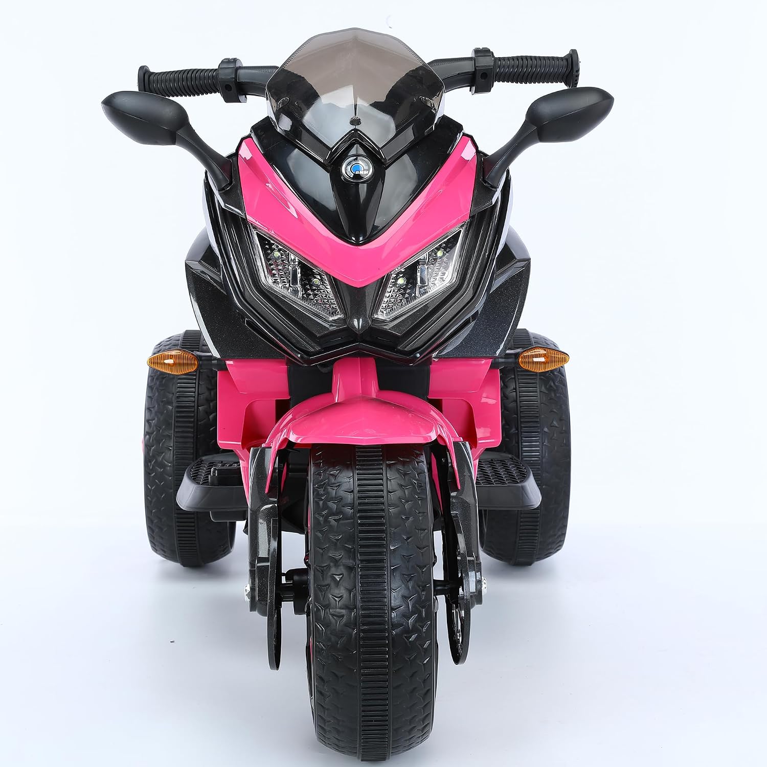 12V Kids Electric Motorcycle with Training Wheels | Plastic, PU seat, manual throttle, foot brake, USB, MP3, phone link, light-up wheels, ages 3-6, 45.3 W x 23.2 D x 28.7 H in