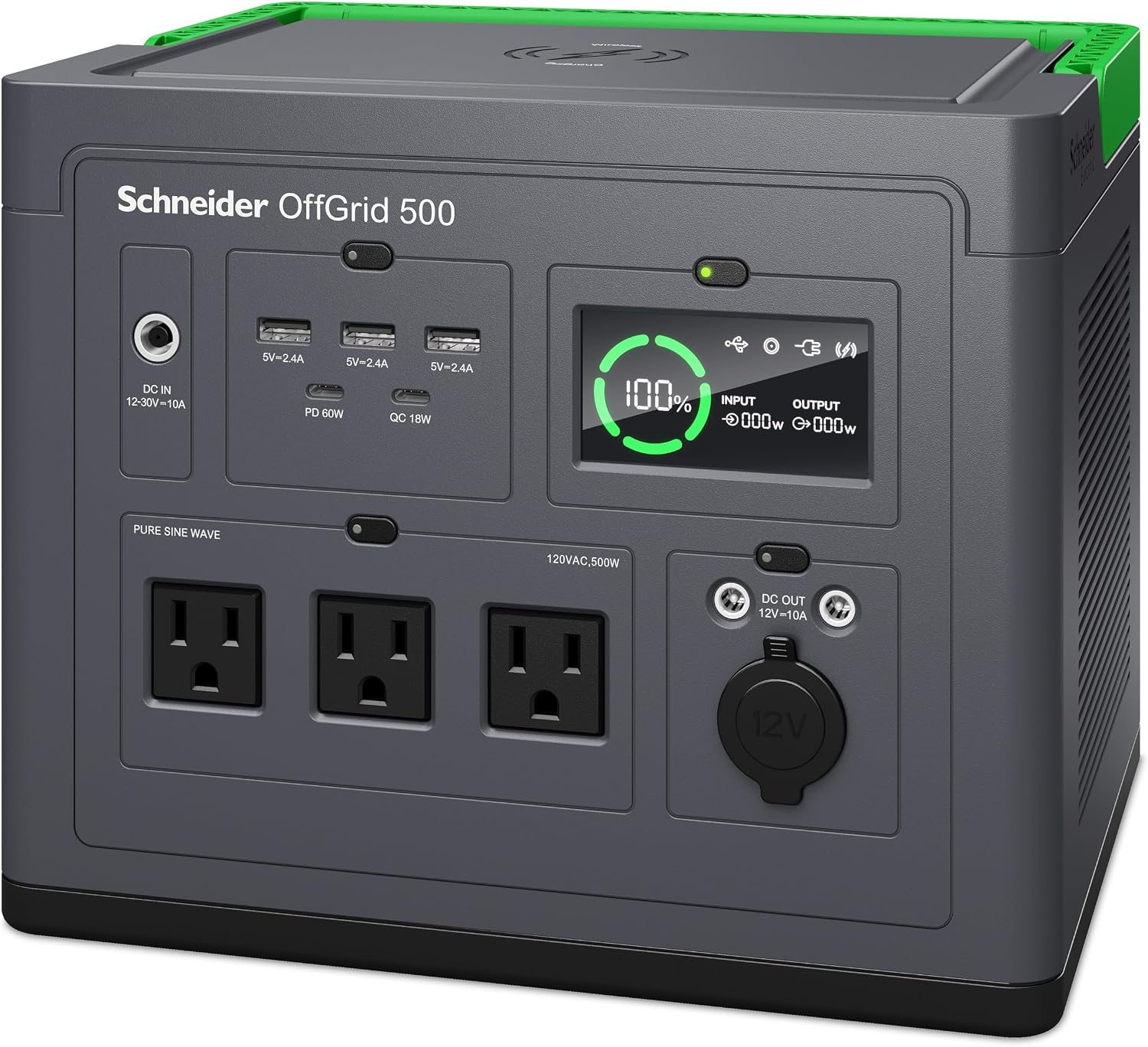 Schneider OffGrid Portable Power Station 500W PPS500 and 100W Portable Solar Panel PSP100 for Outdoor Camping RV Home Backup