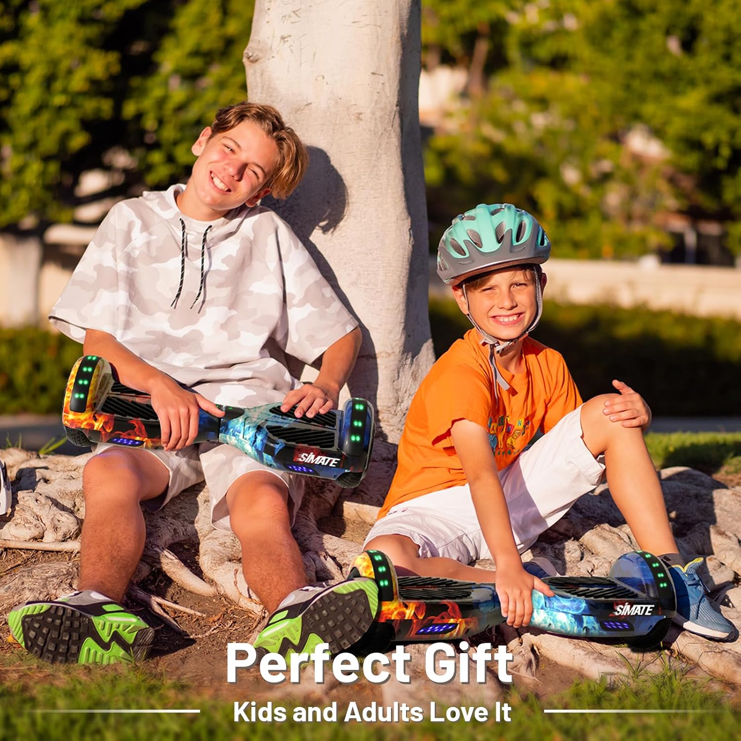 SIMATE Hoverboard, Bluetooth All Terrain Hover Boards with LED Lights and APP Control, Gifts for Kids Adults Girls Boys, for All Ages