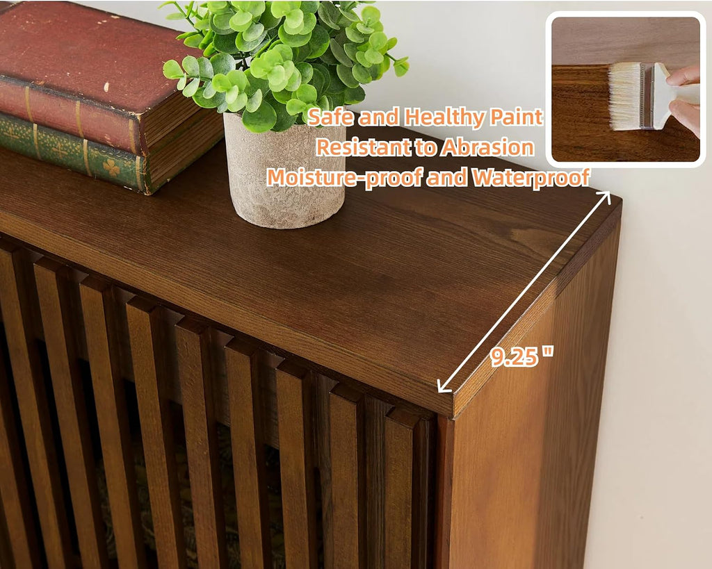 LKTART 39' Walnut Narrow Sideboard Buffet Storage Cabinet for Entryway | Walnut Wood Small Sideboard Storage Cabinet;Mid Century Modern Thin Entryway Cabinet for Living Room,Hallway,Small Space