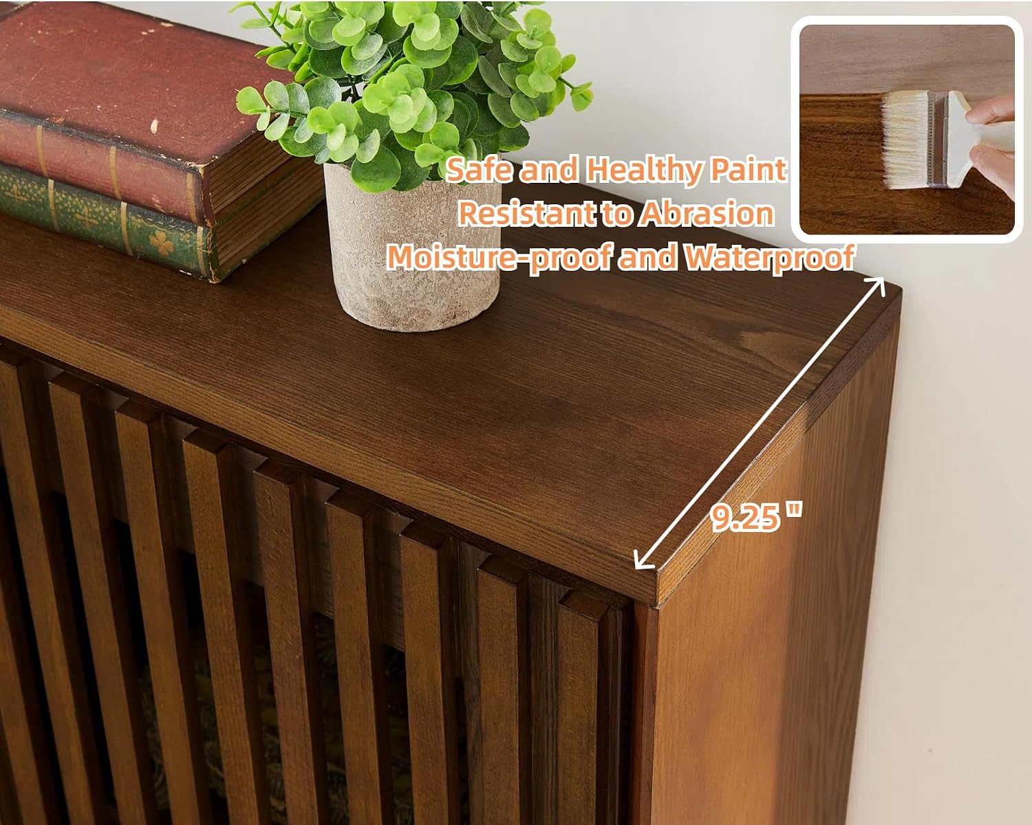 LKTART 39' Walnut Narrow Sideboard Buffet Storage Cabinet for Entryway | Walnut Wood Small Sideboard Storage Cabinet;Mid Century Modern Thin Entryway Cabinet for Living Room,Hallway,Small Space