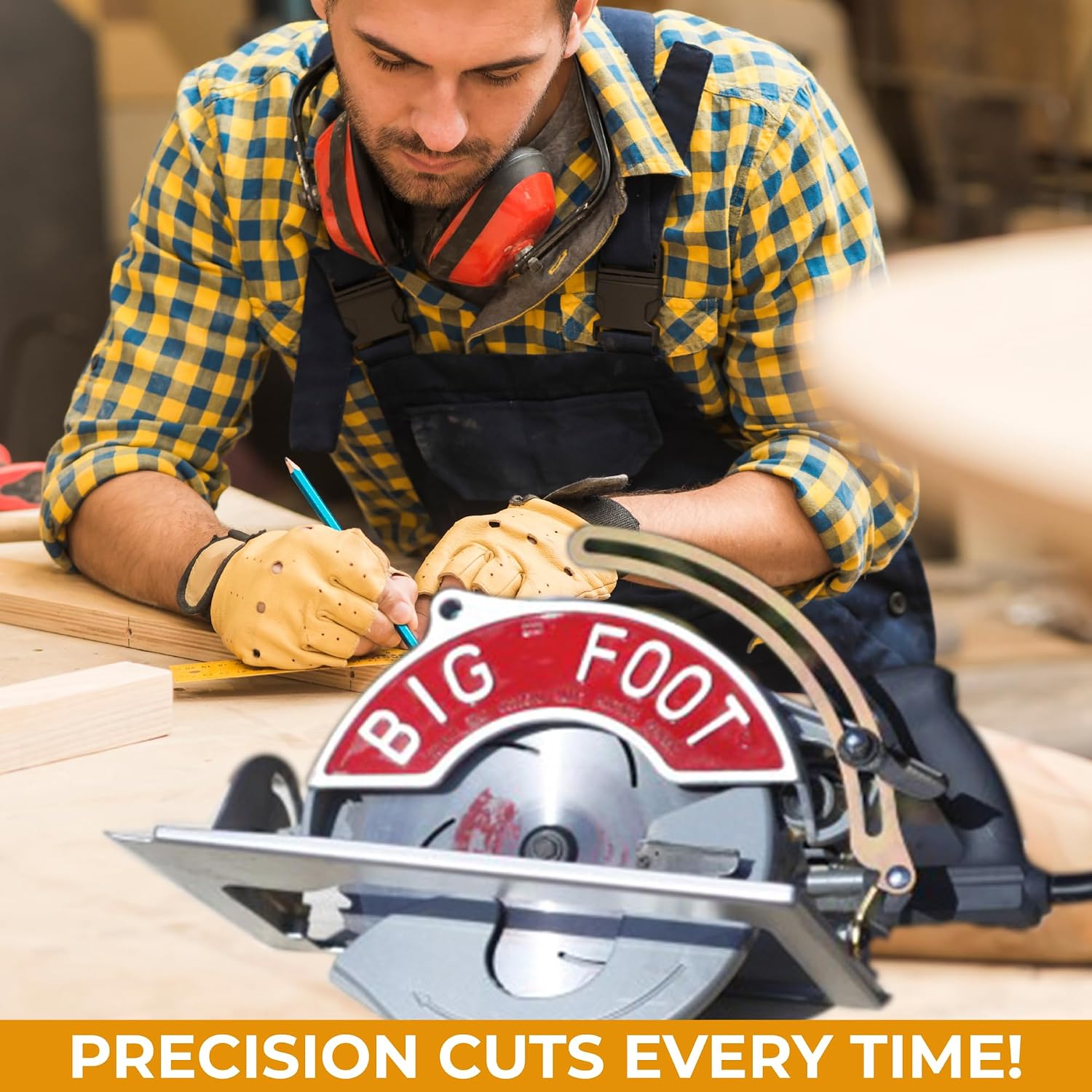 Big Foot Tools 10 1/4 Circular Saw Magnesium Worm Drive Saw Beam Saw with Skil Motor - Professional PowerSaw for One Pass Precision Cutting and Durability - BF-UG - SC-1025SU