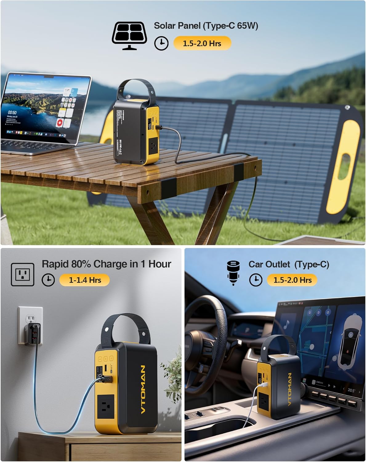 VTOMAN Jump100 88.8Wh/100W+Jump 600X 299Wh/600W Portable Power Station, LiFePO4 Battery Solar Generator for Camping, Hiking, Fishing, Home Backup