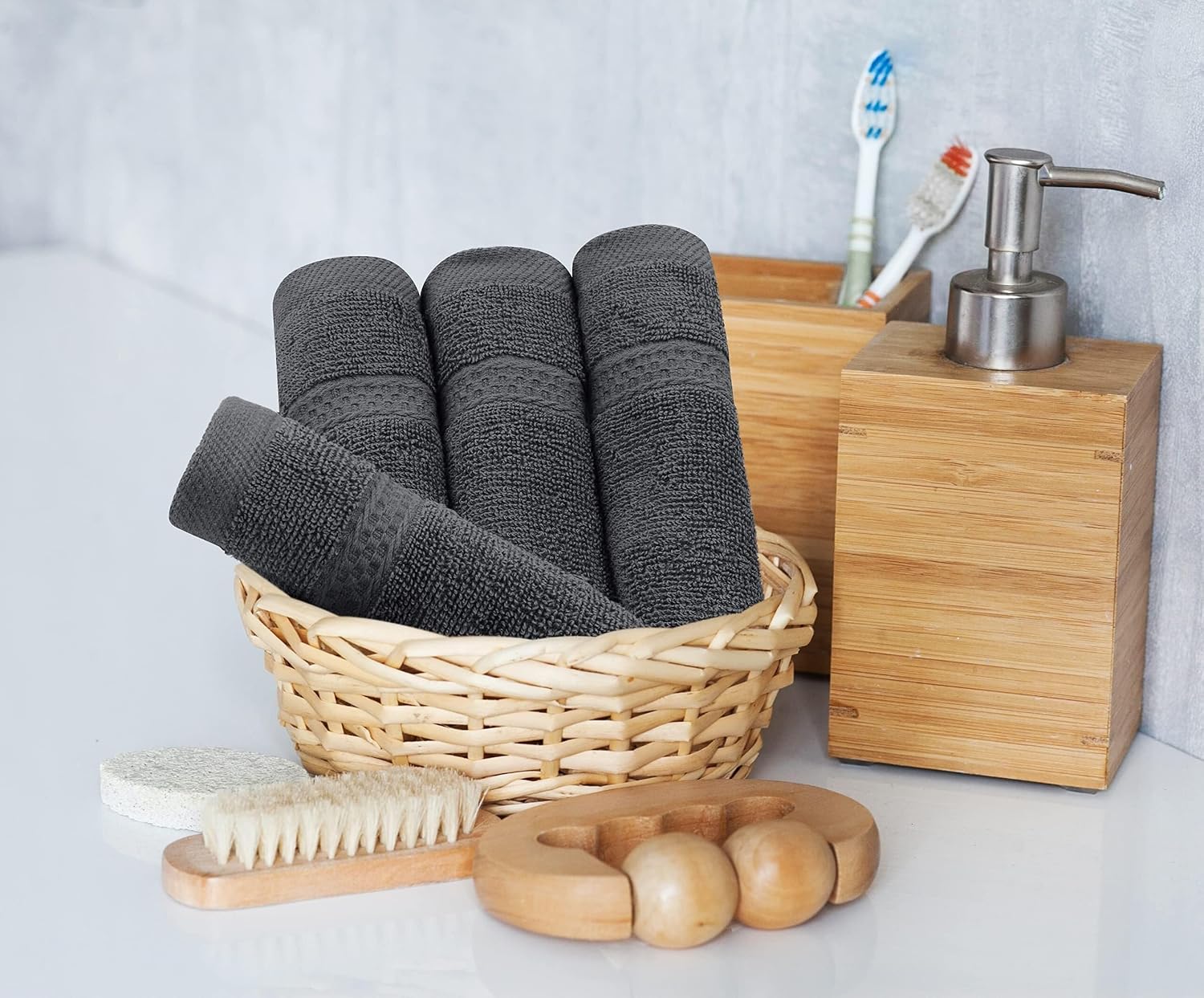 KANDUO Towel Set, 8-Piece Premium Towel Set, 2 Bath Towels, 2 Hand Towels, and 4 Wash Cloths, 100% Ring Spun Cotton Highly Absorbent Towels for Bathroom, Gym, Hotel, and Spa(Sky Blue)
