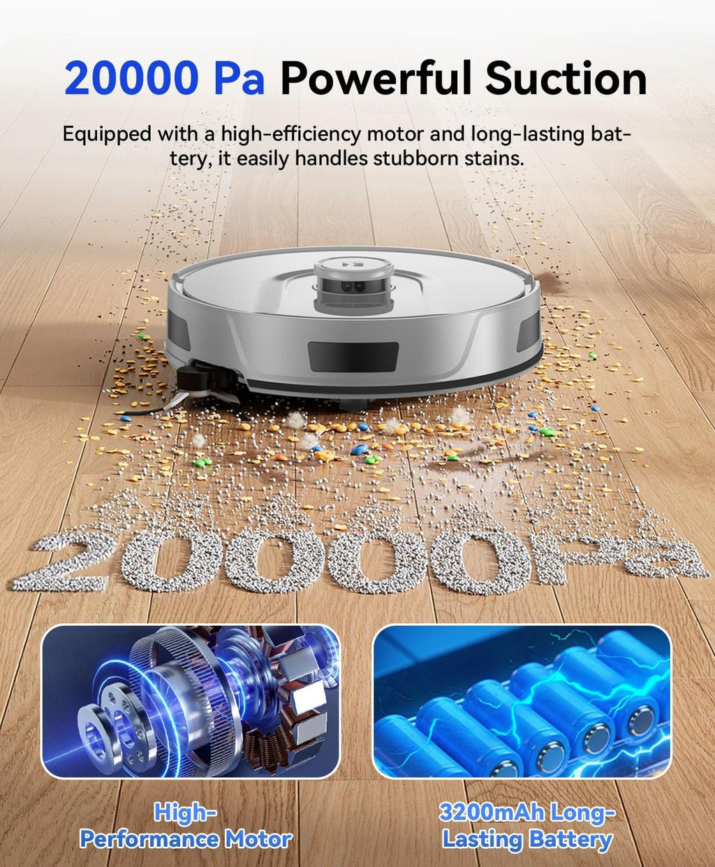 Robot Vacuum Cleaner 20,000Pa Robot Vacuum and Mop,90 Day Self Emptying Vacuum Robot,Lidar Navigation,5G/2.4GWiFi APP Aspirateur Robot,Self-Charging Robot Vacuums for Pet,Floor,Carpet R11Gray