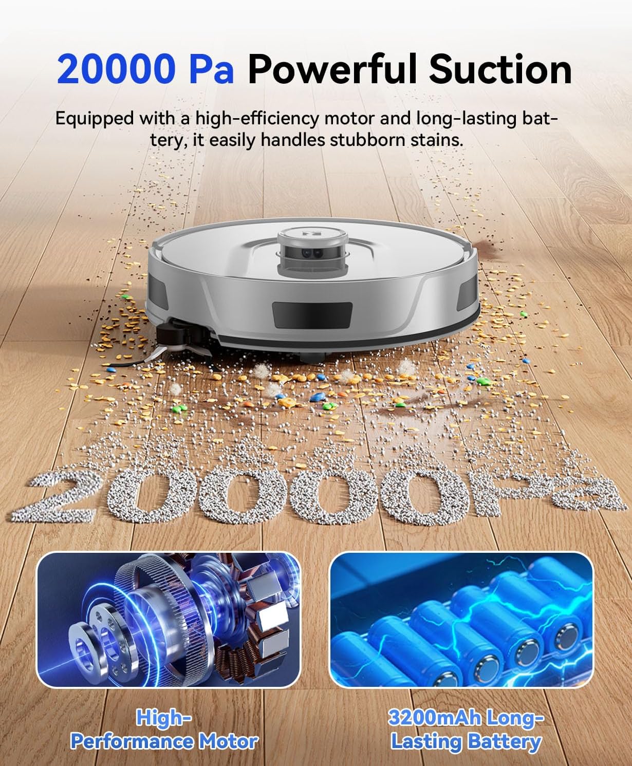 Robot Vacuum Cleaner 20,000Pa Robot Vacuum and Mop,90 Day Self Emptying Vacuum Robot,Lidar Navigation,5G/2.4GWiFi APP Aspirateur Robot,Self-Charging Robot Vacuums for Pet,Floor,Carpet R11Gray