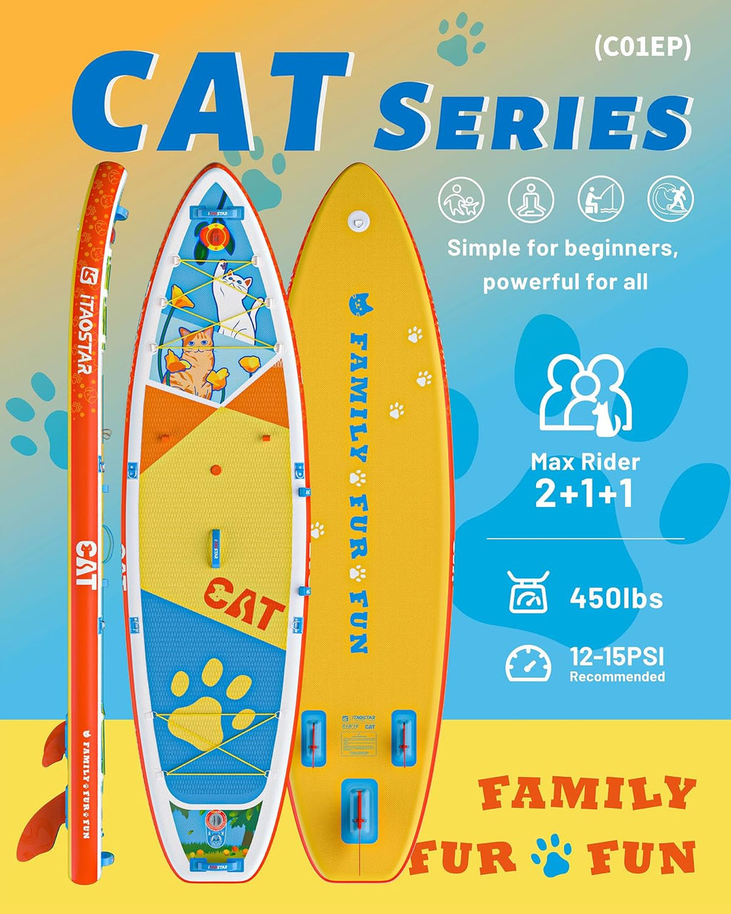 iTAOSTAR Pets 8'×29' / 11'×35' / 11'6'×34'/11'×34' Inflatable Paddle Board, One-Stop Premium SUP Accessories, Extra Wide Paddle Board for More Balance, Tailored Fins for More Fun
