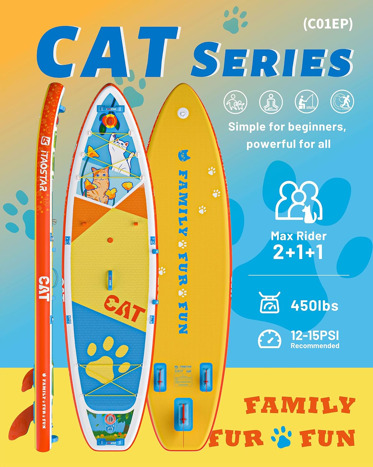 iTAOSTAR Pets 8'×29' / 11'×35' / 11'6'×34'/11'×34' Inflatable Paddle Board, One-Stop Premium SUP Accessories, Extra Wide Paddle Board for More Balance, Tailored Fins for More Fun