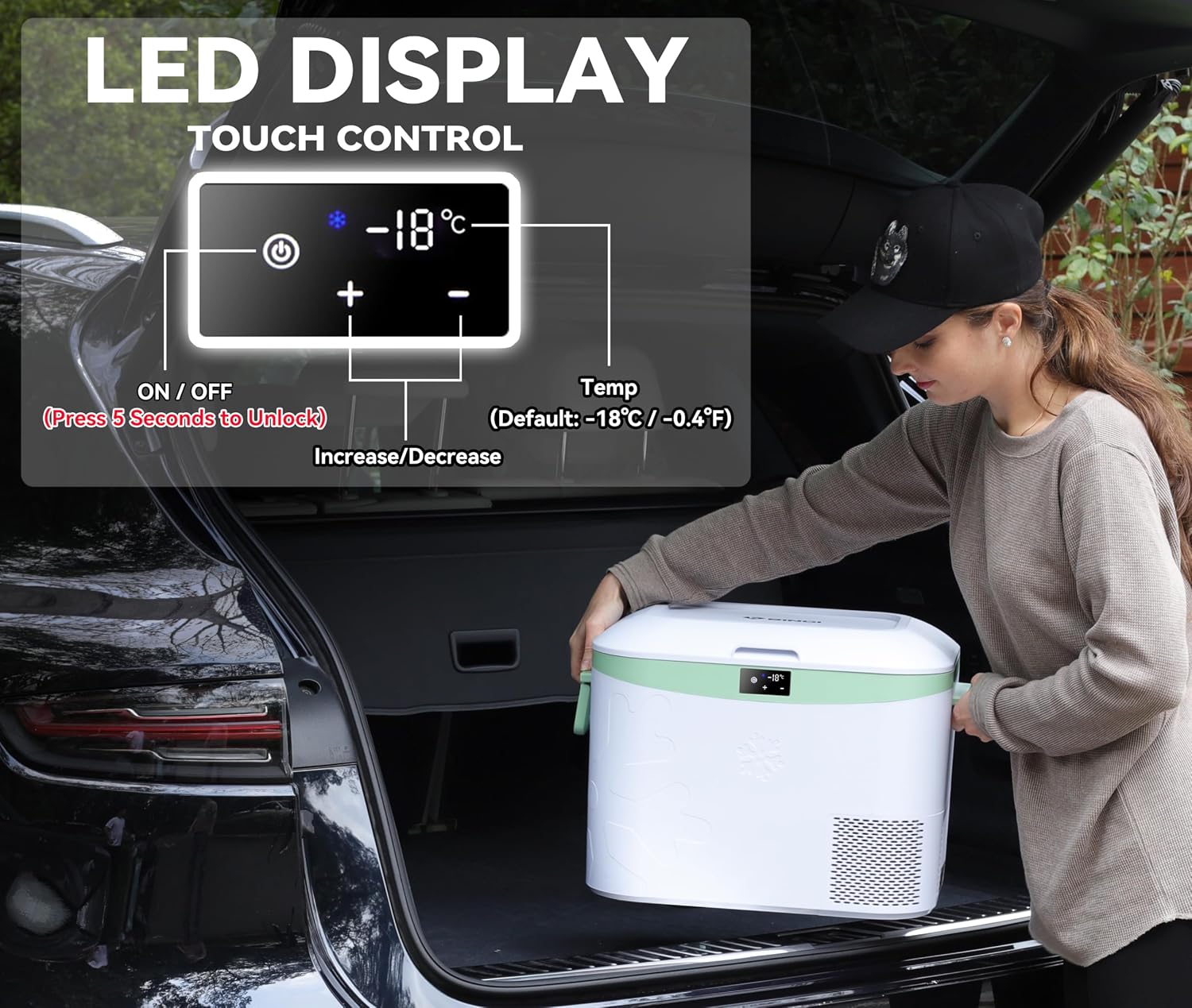Megiu Car Fridge Portable 12V Refrigerator 19 Quart (18 Liter) 12 Volt Freezer Compressor Cooler 12V/24V DC 110～240 V AC for Truck Van RV Camper SUV and Home Use -18℃~+15℃