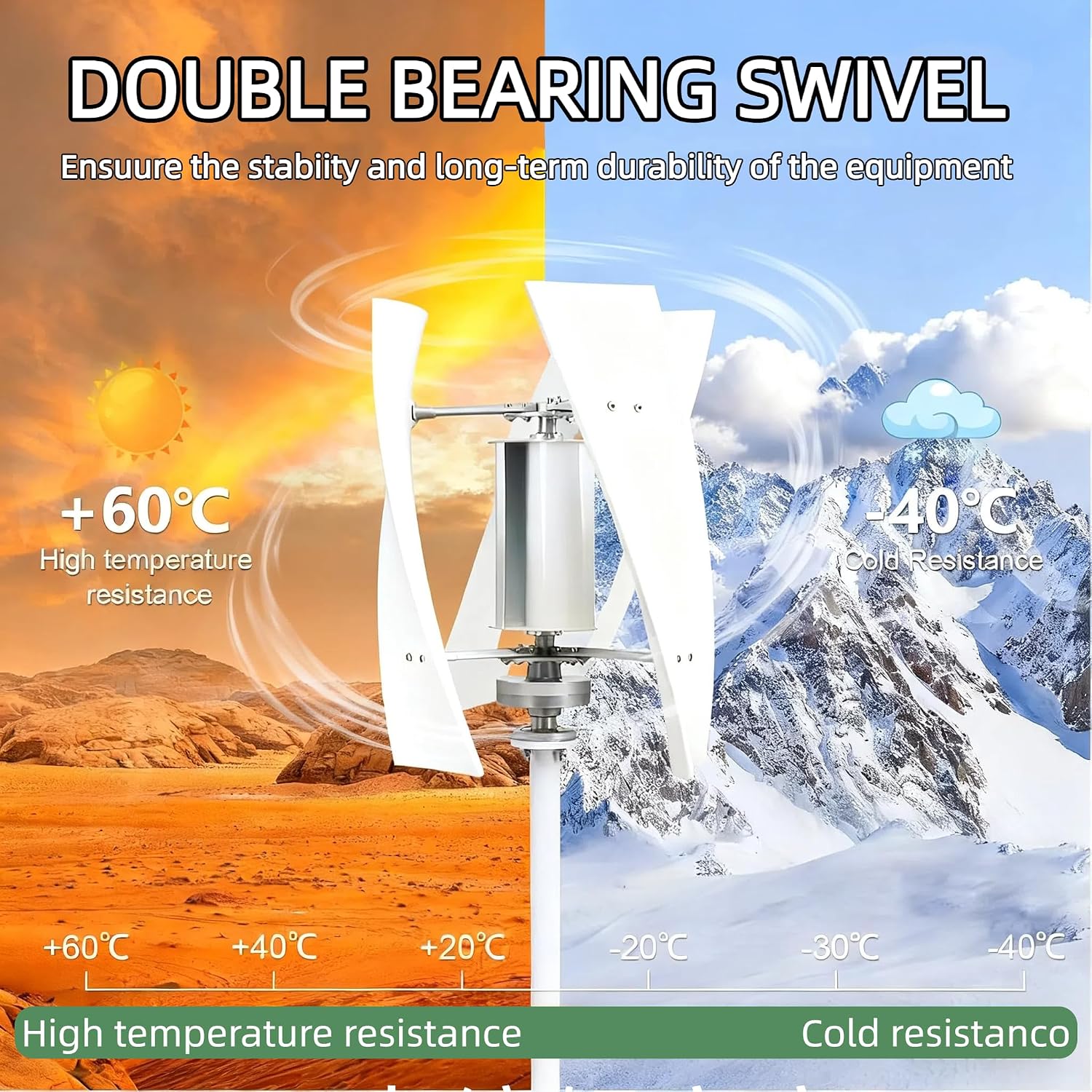 2000W Wind Turbine Vertical Wind Generator Kit,12V/24V/48V Wind Power Generator,High Efficiency Wind Turbine Generator, with Controller, for Hybrid Solar Wind System (24V)