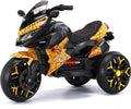 12V Kids Electric Motorcycle with Training Wheels | Plastic, PU seat, manual throttle, foot brake, USB, MP3, phone link, light-up wheels, ages 3-6, 45.3 W x 23.2 D x 28.7 H in