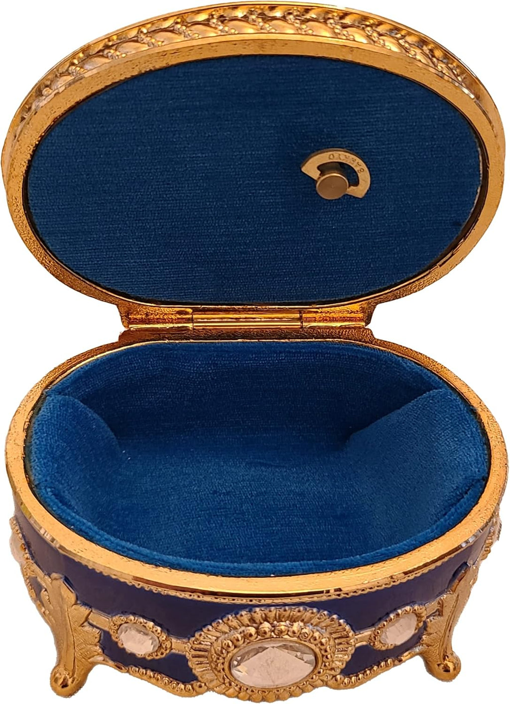 Splendid Blue Sparkling Music Box Jewelry Box with Austrian Crystals in Oval Shape Playing My Heart Will Go On from Titanic