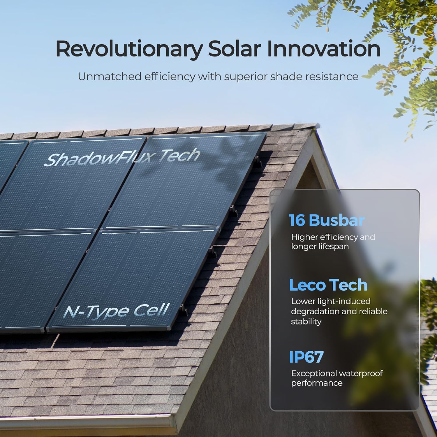 Renogy 120W Solar Panel ShadowFlux Anti-Shading, 12V 120 Watt Solar Panel N-Type 25% High-Efficiency, PV Module Power Charger for RV Marine Rooftop Farm Battery and Other Off-Grid Applications