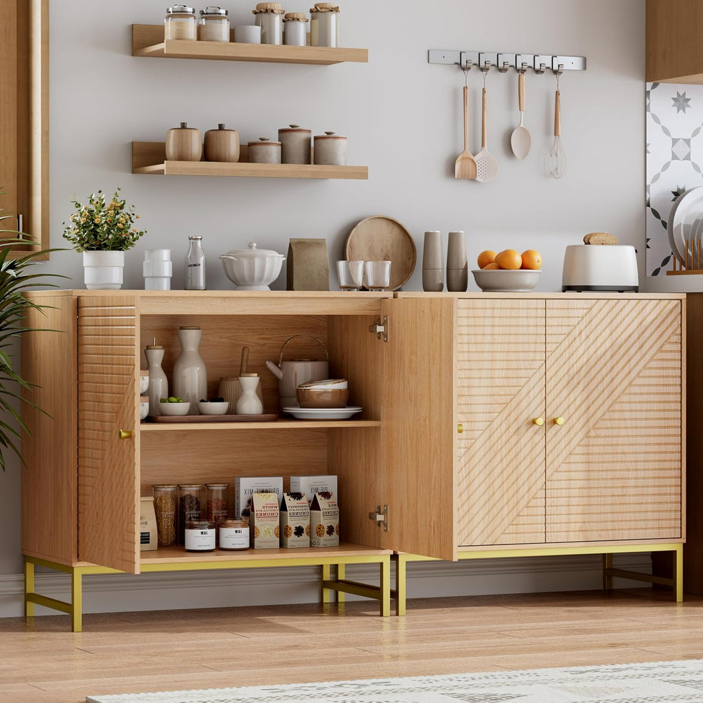 Storage Cabinet with Doors and Adjustable Shelf, Sideboard Buffet Cabinet with Storage, Console Table & Credenza for Living Room, Kitchen, Dining Room