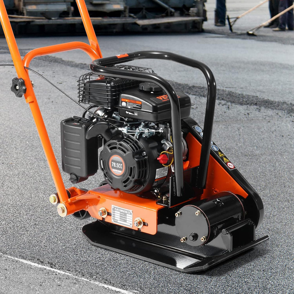 VEVOR Plate Compactor, 2.8 HP 78.5CC Gas Engine 5,250 VPM, 1,920 lbs Force Vibratory Compaction Tamper with 18.7 x 11.8 inch Plate for Walkways, Patios, Asphalts, Paver Landscaping, EPA Compliant