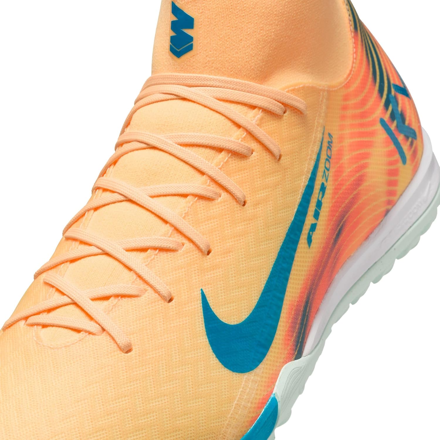 Nike Mercurial Superfly 10 Academy Kylian Mbappe Turf High-Top Soccer Shoes (Melon Tint/Igloo/Neo Turquoise)