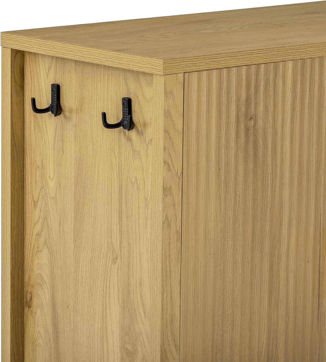 Virubi 57.5' Sideboard Buffet Cabinet with Storage,Wooden Sideboard Cabinet with Back-of-Door Storage Racks & Side Hooks,Adjustable Shelves for Living Room,Dining Room,Natural