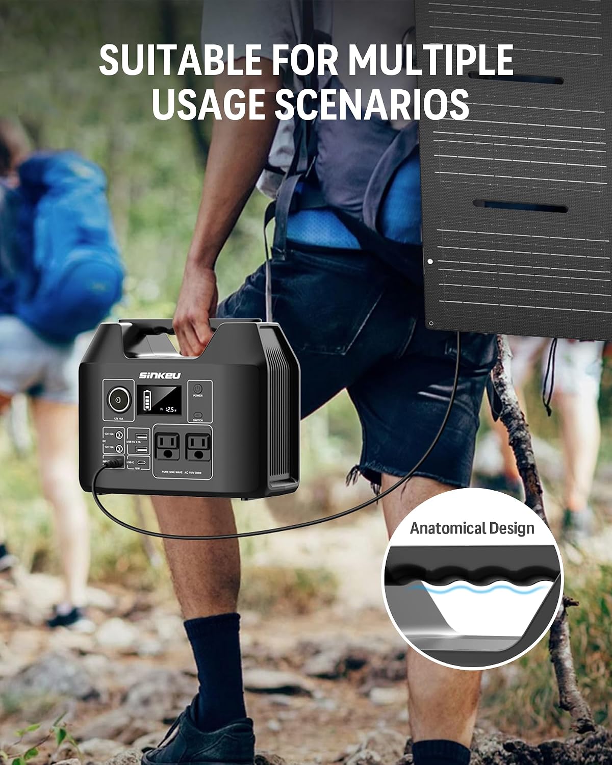 300W Portable Power Station with 100W Solar Panel，LiFePO4 Solar Generator for Outdoor, Camping, Emergency Backup