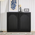 LKTART 39' Black Narrow Sideboard Buffet,Small Credenza Storage Cabinet | Black Sideboard Buffet Cabinet with Arched Solid Wood Doors;Slim Entryway Cabinet for Hallway;Mid Century Modern Thin Cabinet