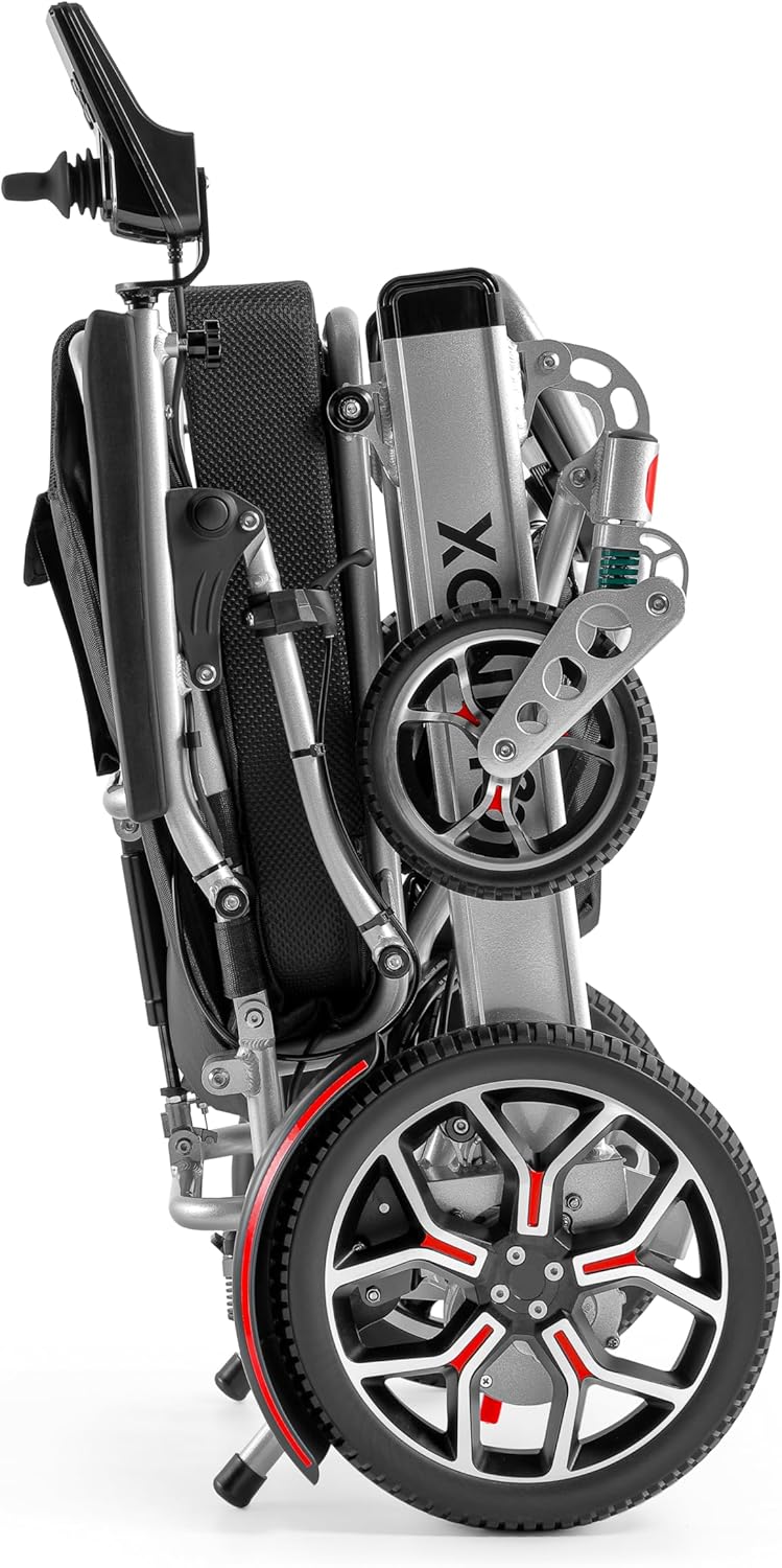 Muvon Mobility Equinox Power Wheelchair - Lightweight & Foldable Heavy-Duty 350W Dual Motor, Remote Control, Reclinable Backrest, 25 Mile Range Dual Batteries Electric Wheelchair