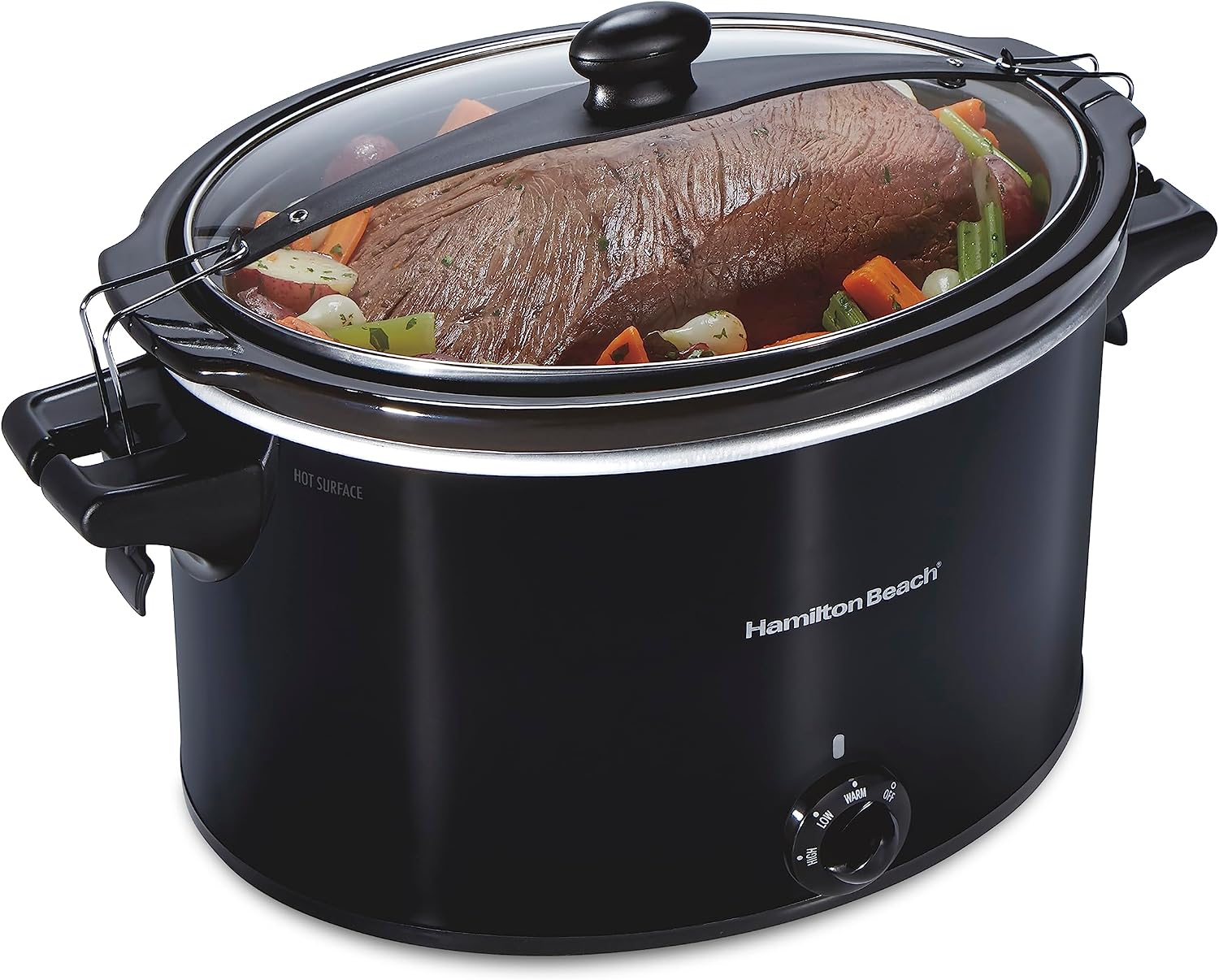 Hamilton Beach Slow Cooker, Extra Large 10 Quart, Stay or Go Portable With Lid Lock, Dishwasher Safe & Electric Automatic Can Opener with Auto Shutoff, Knife Sharpener, Cord Storage