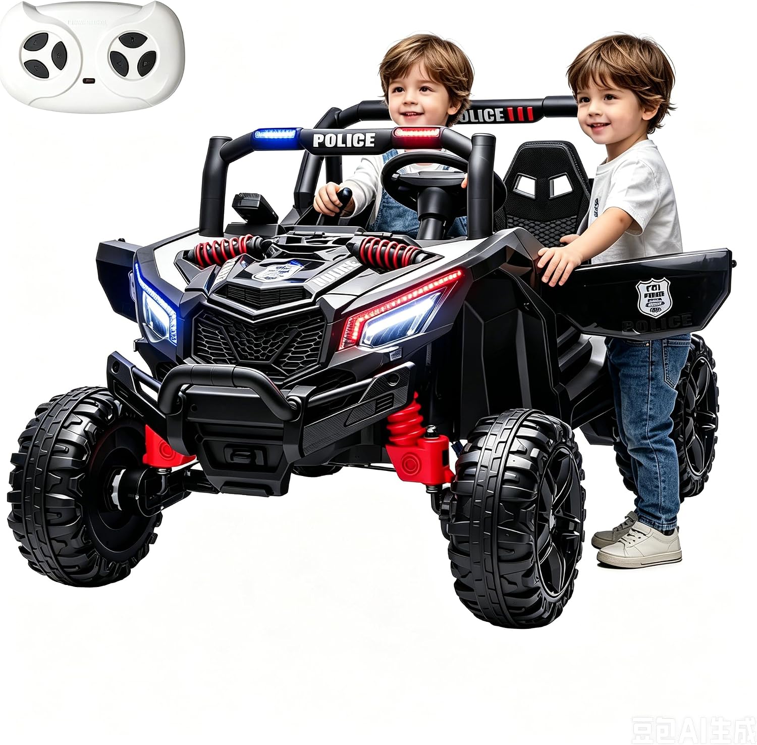 Kid Police 4WD UTV 24V Ride On Toys for Big Kids 2 Seater Ride On Toys Kids | 2 Seater Ride On Car for Kids Side-by-Side UTV Electric Cars for Kids Electric Ride Car Ride On Toys for Kids 4-8