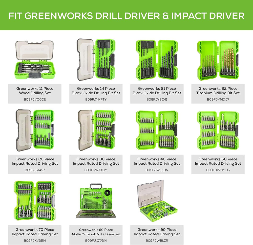 Greenworks 24V Brushless Drill / Impact Driver Combo Kit, (2) 1.5Ah USB (Power Bank) Batteries and Charger Included LED Light, 2pcs Driving Bits with Tool Bag